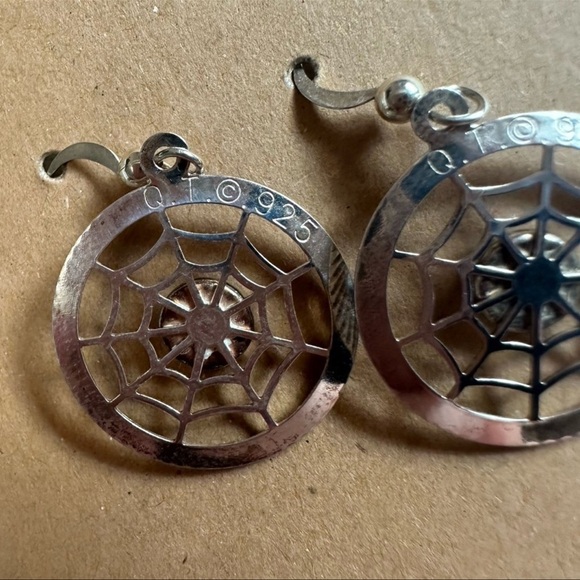 Native Artisan Sterling Silver Spider Web Earrings - Picture 10 of 10